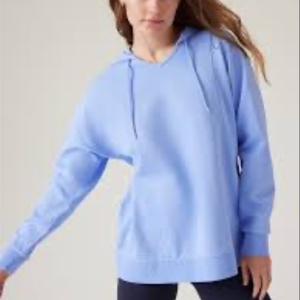 Athleta Sundown V-Neck Hoodie Sweatshirt Light Blue Size S Style 532404